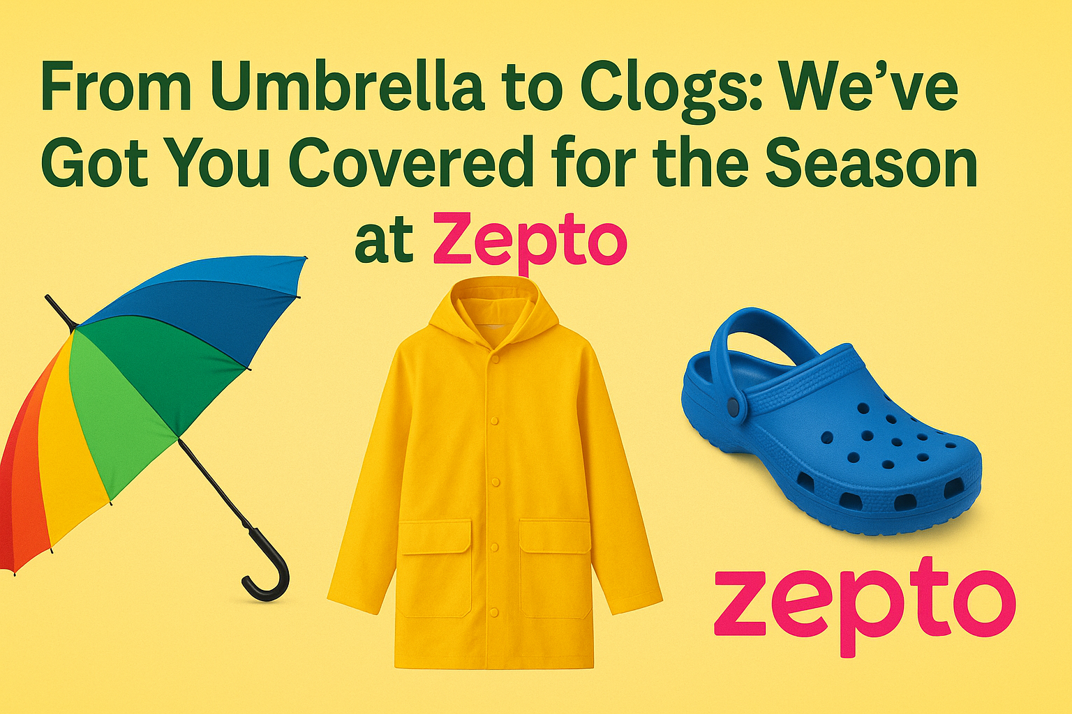 Zepto Monsoon Essentials 2025: Instant Delivery of Umbrellas, Clogs & Rainwear
